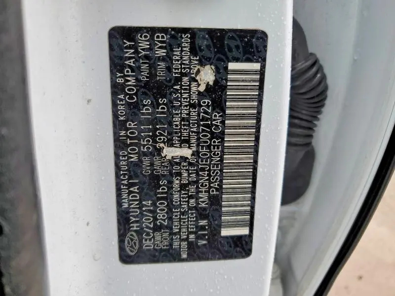 2015 HYUNDAI GENESIS 3.8L  