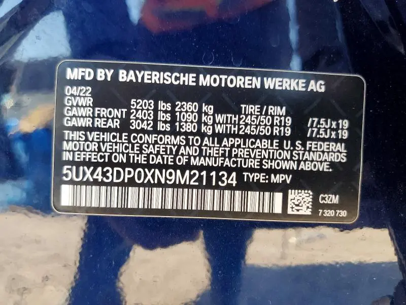 2022 BMW X3 SDRIVE30I  
