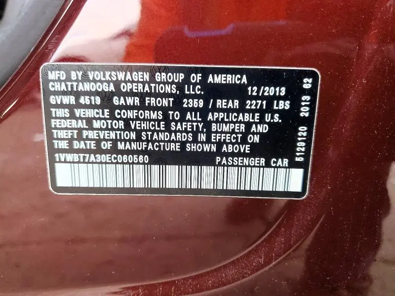 2014 VOLKSWAGEN PASSAT SE  