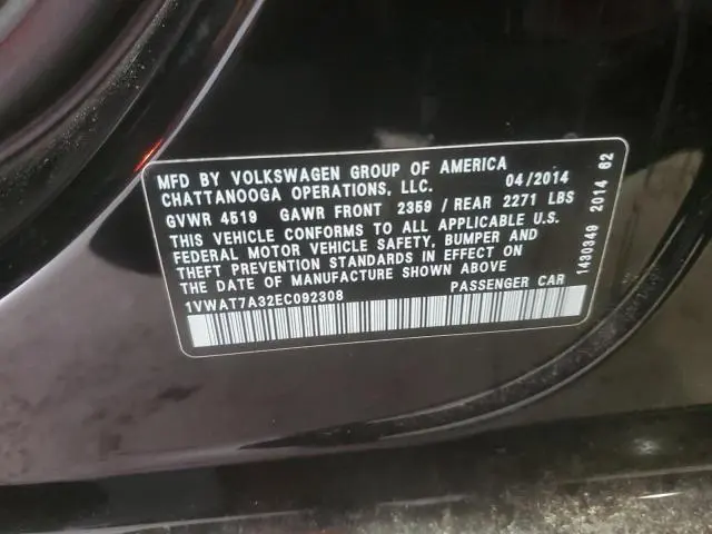 2014 VOLKSWAGEN PASSAT S  