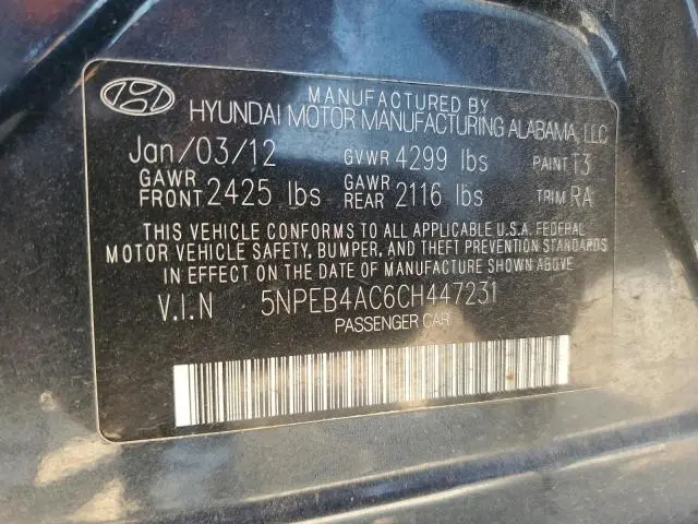 2012 HYUNDAI SONATA GLS  