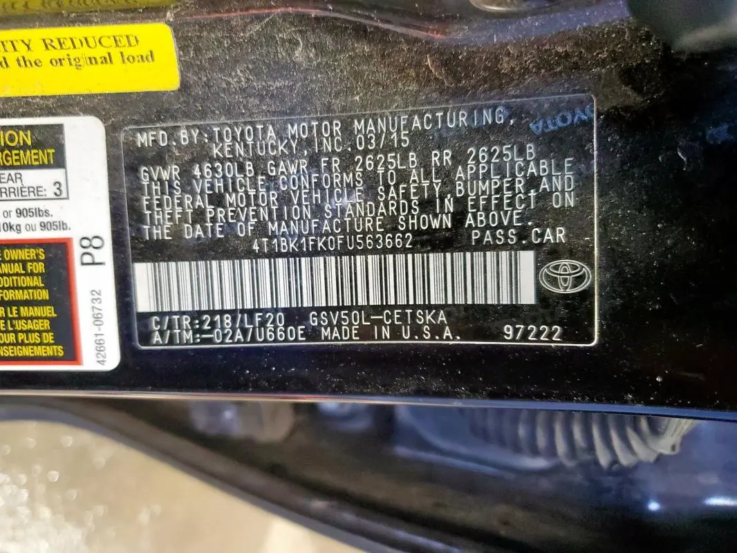 2015 TOYOTA CAMRY XSE  