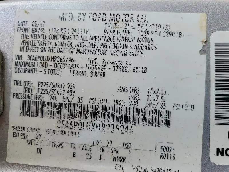 2017 FORD FUSION SE HYBRID  