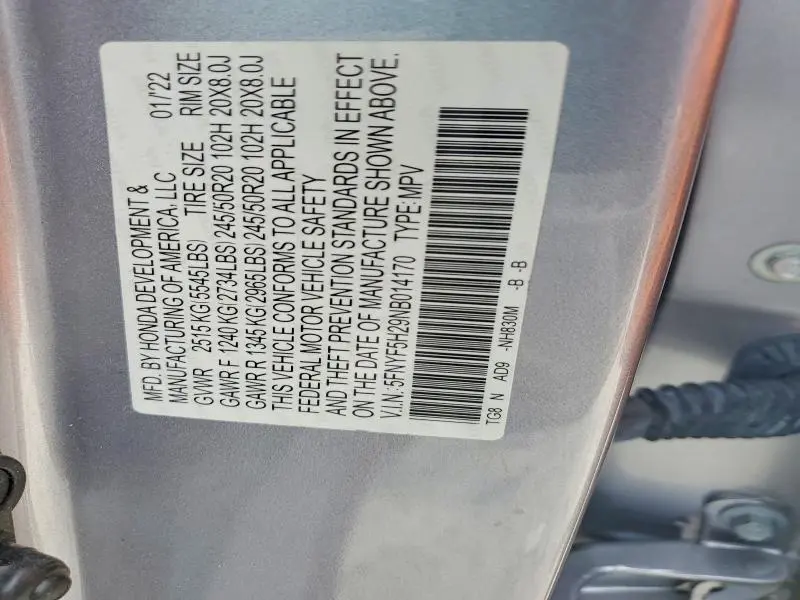 2022 HONDA PILOT SE  