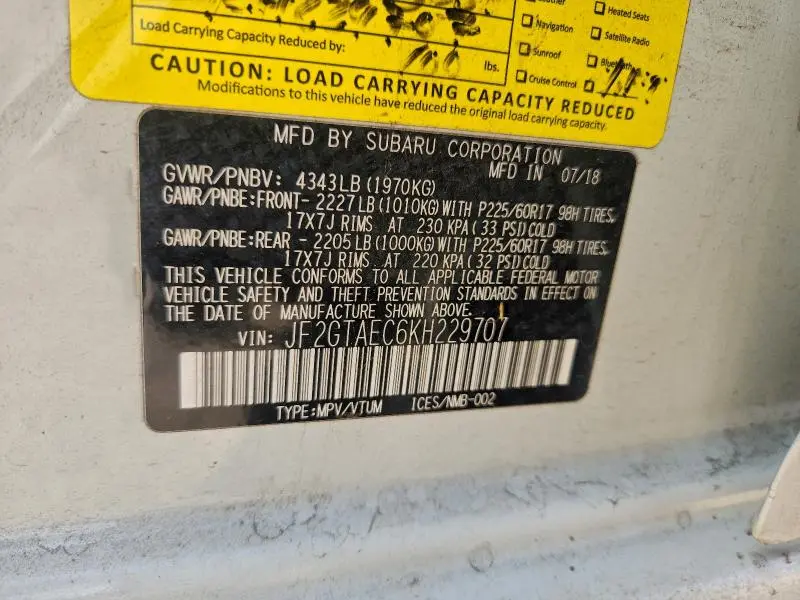 2019 SUBARU CROSSTREK PREMIUM  