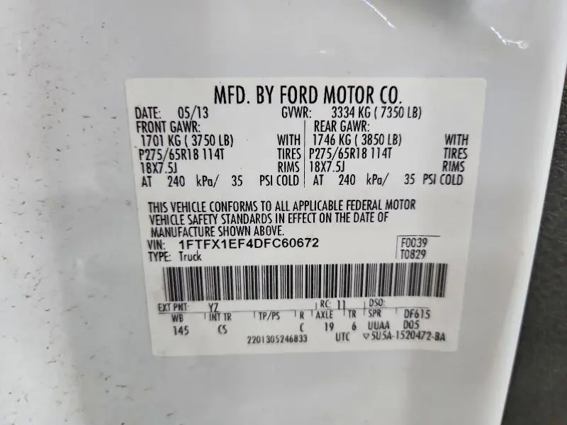 2013 FORD F150 SUPER CAB  