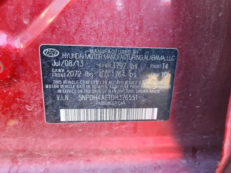 2013 HYUNDAI ELANTRA GLS  