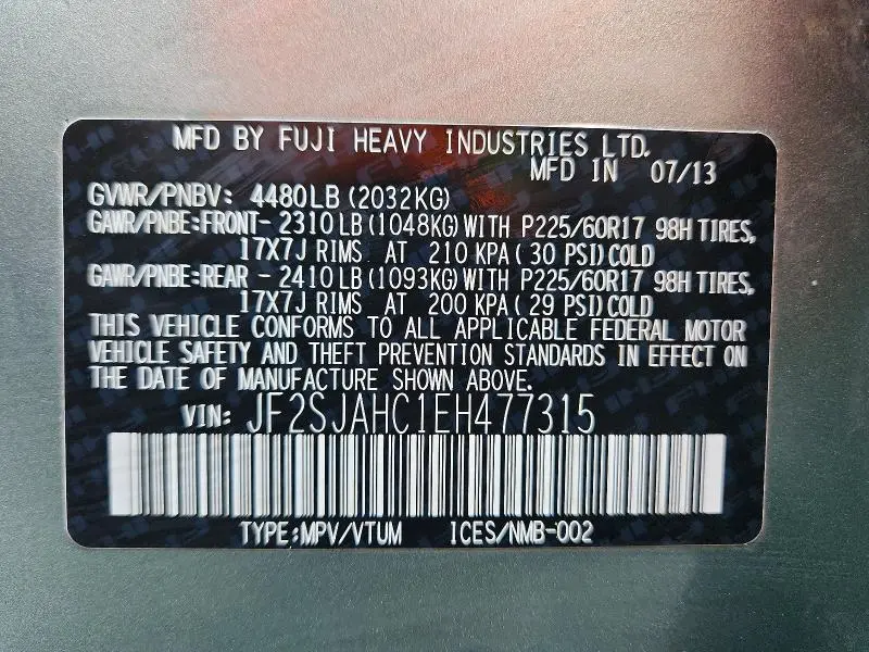 2014 SUBARU FORESTER 2.5I LIMITED  