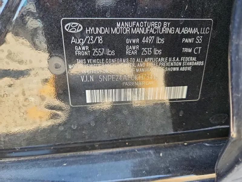 2019 HYUNDAI SONATA SE  