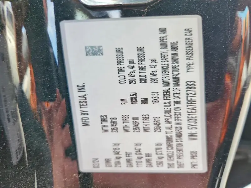 2024 TESLA MODEL 3   