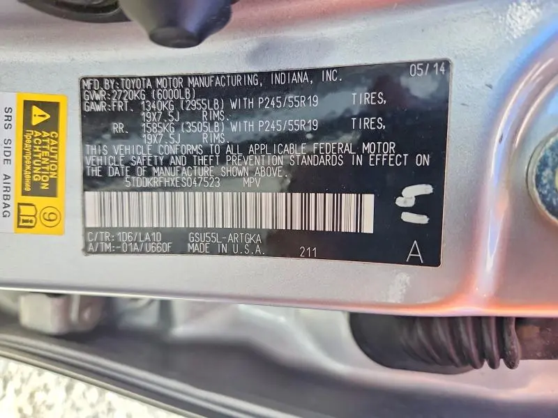 2014 TOYOTA HIGHLANDER LIMITED PLATINUM  