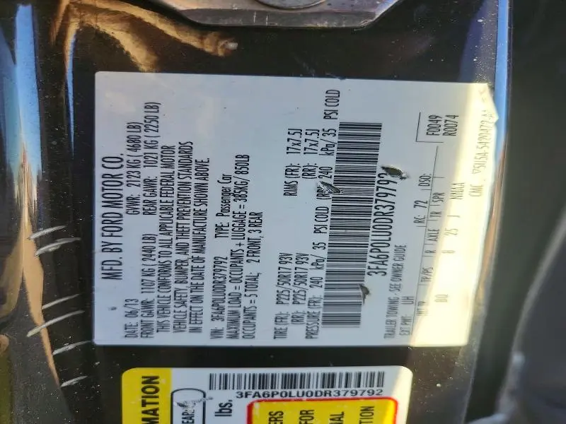 2013 FORD FUSION SE HYBRID  