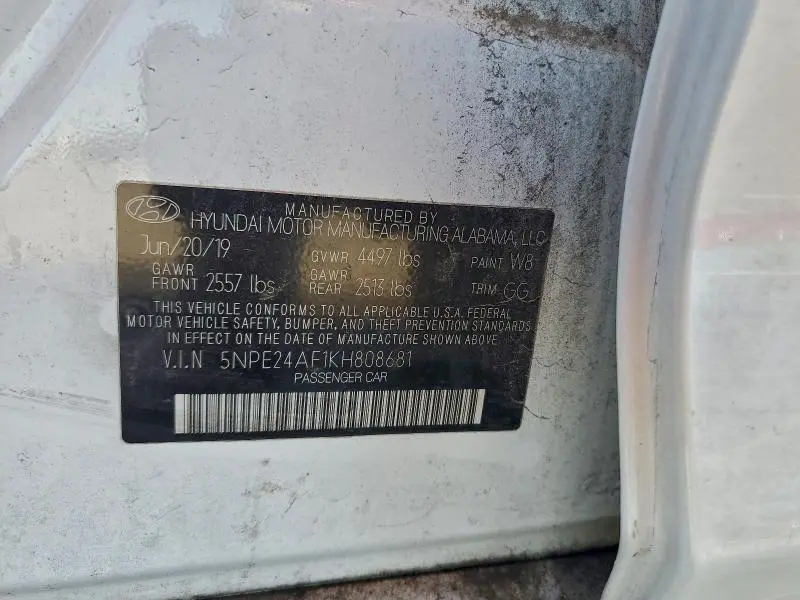 2019 HYUNDAI SONATA SE  