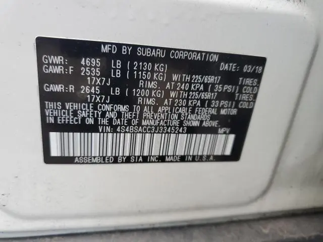 2018 SUBARU OUTBACK 2.5I PREMIUM  