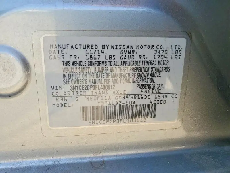 2015 NISSAN VERSA NOTE SV  