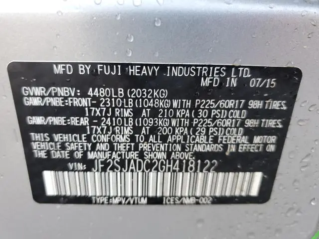 2016 SUBARU FORESTER 2.5I PREMIUM