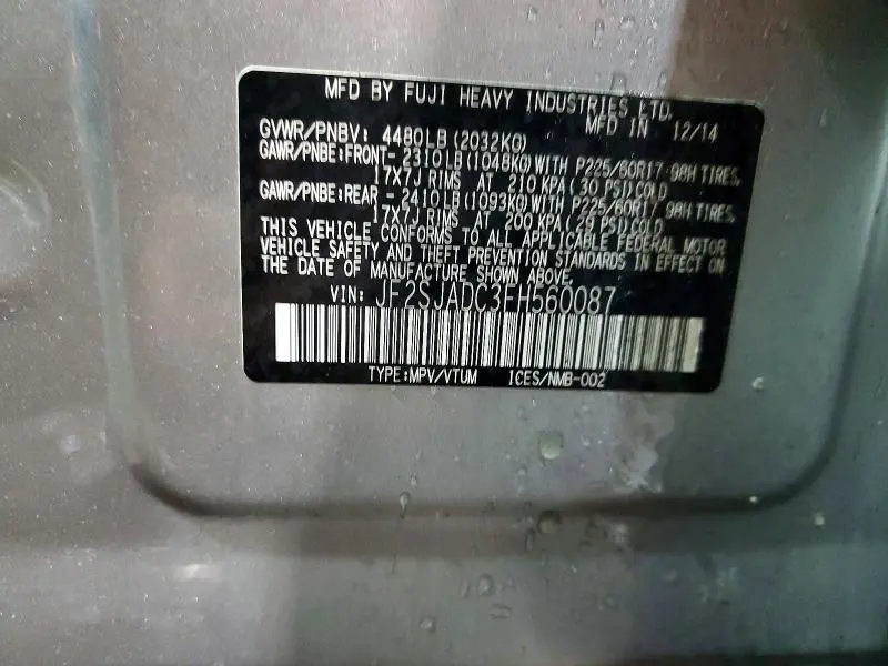 2015 SUBARU FORESTER 2.5I PREMIUM  