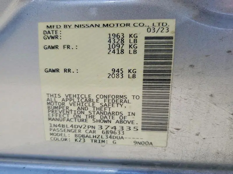 2023 NISSAN ALTIMA SV  