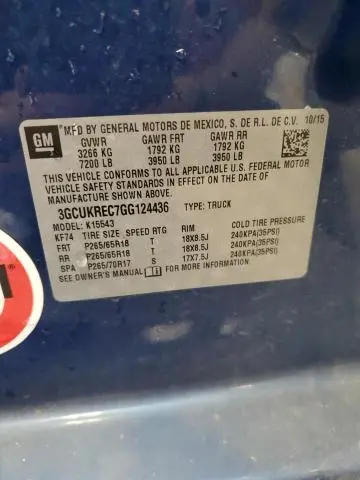 2016 CHEVROLET SILVERADO K1500  