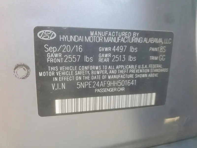 2017 HYUNDAI SONATA BASE  