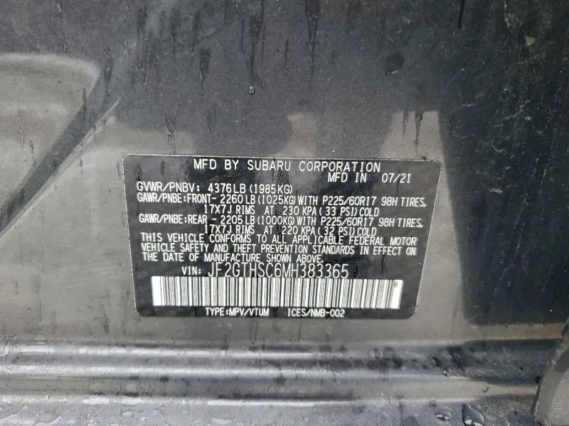 2021 SUBARU CROSSTREK SPORT  