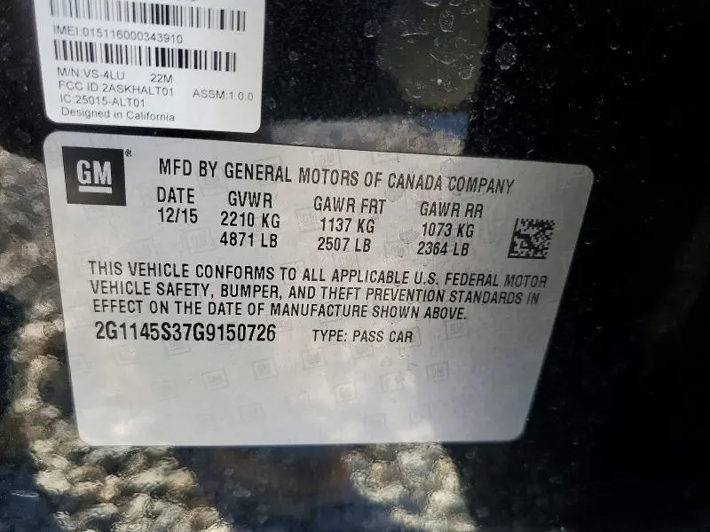 2016 CHEVROLET IMPALA LTZ  