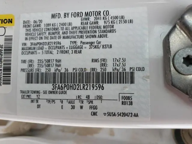 2020 FORD FUSION SE  
