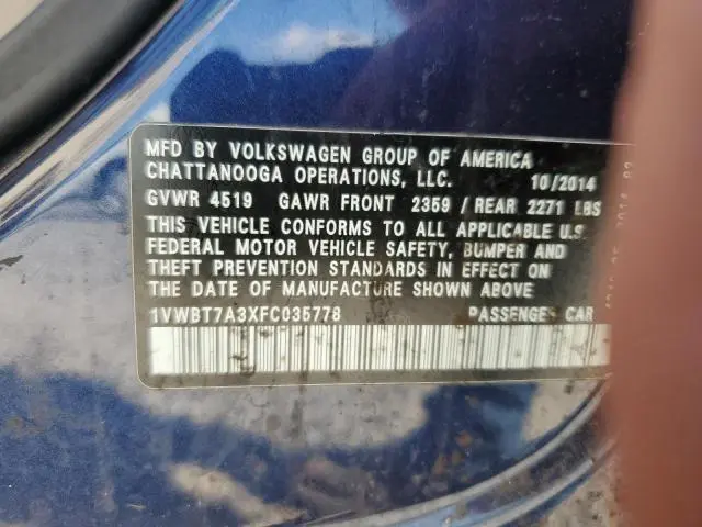 2015 VOLKSWAGEN PASSAT SE  