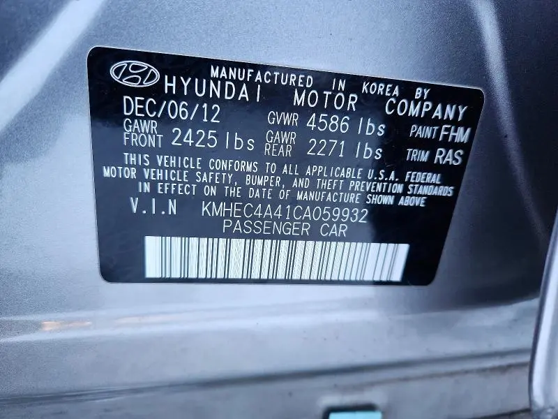 2012 HYUNDAI SONATA HYBRID  