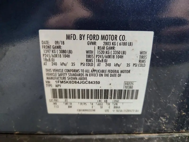 2018 FORD EXPLORER XLT  