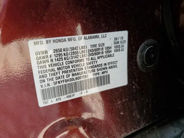 2020 HONDA PILOT EX  