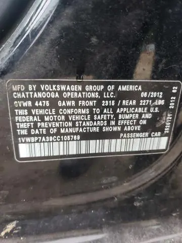 2012 VOLKSWAGEN PASSAT SE  