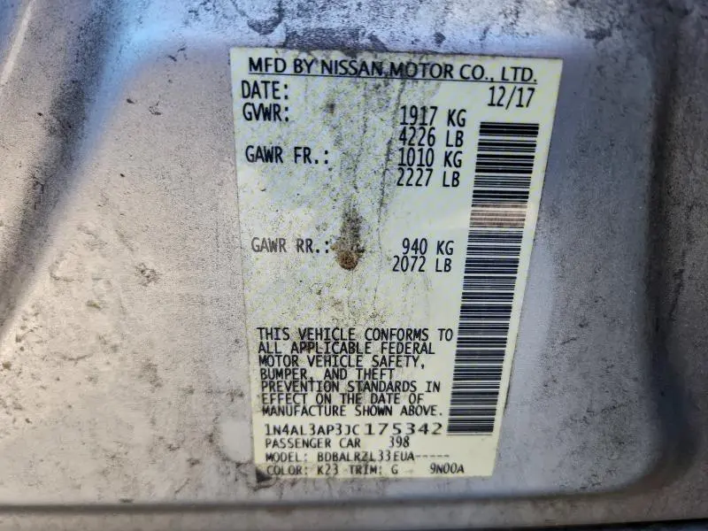 2018 NISSAN ALTIMA 2.5  