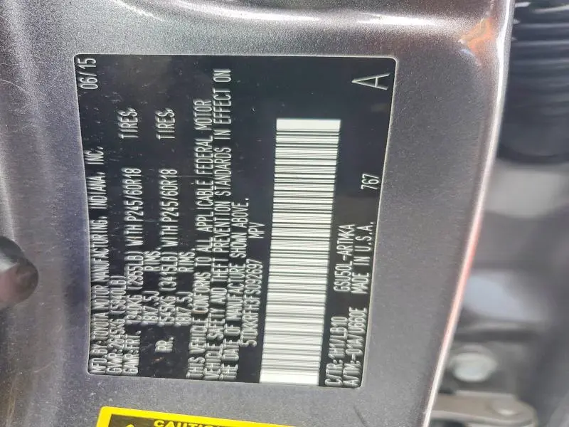 2015 TOYOTA HIGHLANDER XLE  