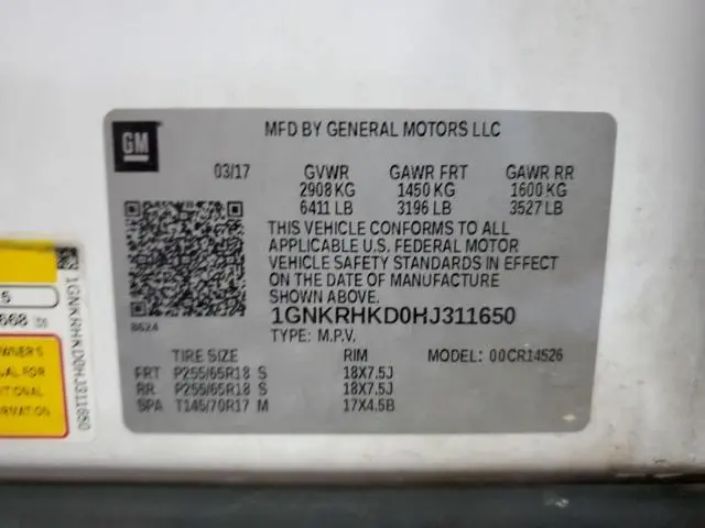 2017 CHEVROLET TRAVERSE LT  