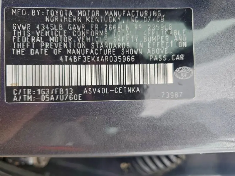 2010 TOYOTA CAMRY BASE  