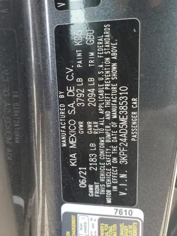 2021 KIA FORTE FE