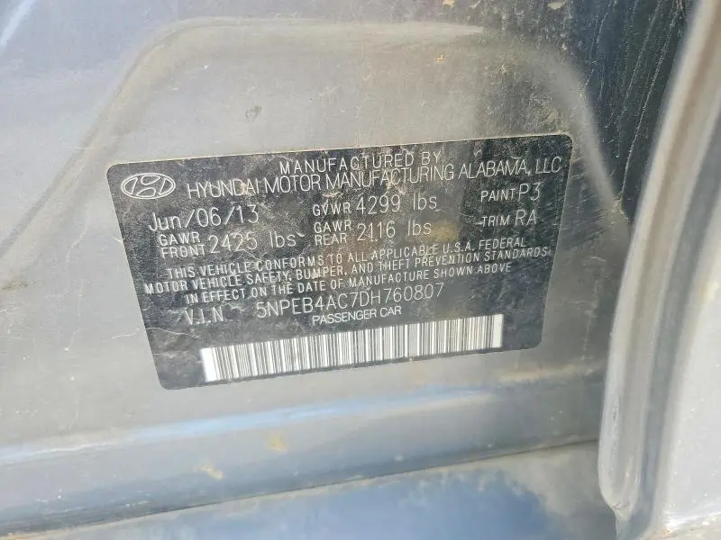 2013 HYUNDAI SONATA GLS  