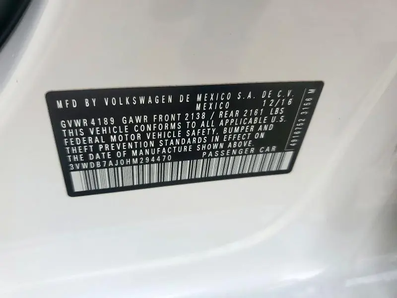 2017 VOLKSWAGEN JETTA SE