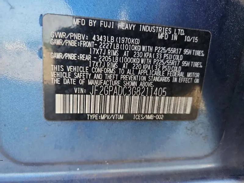 2016 SUBARU CROSSTREK PREMIUM  