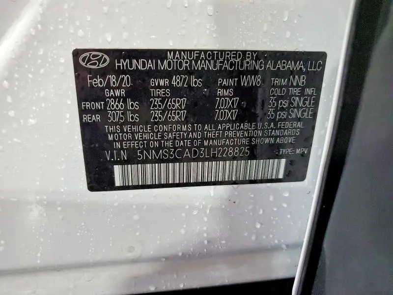 2020 HYUNDAI SANTA FE SEL  