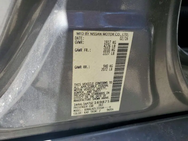2016 NISSAN ALTIMA   