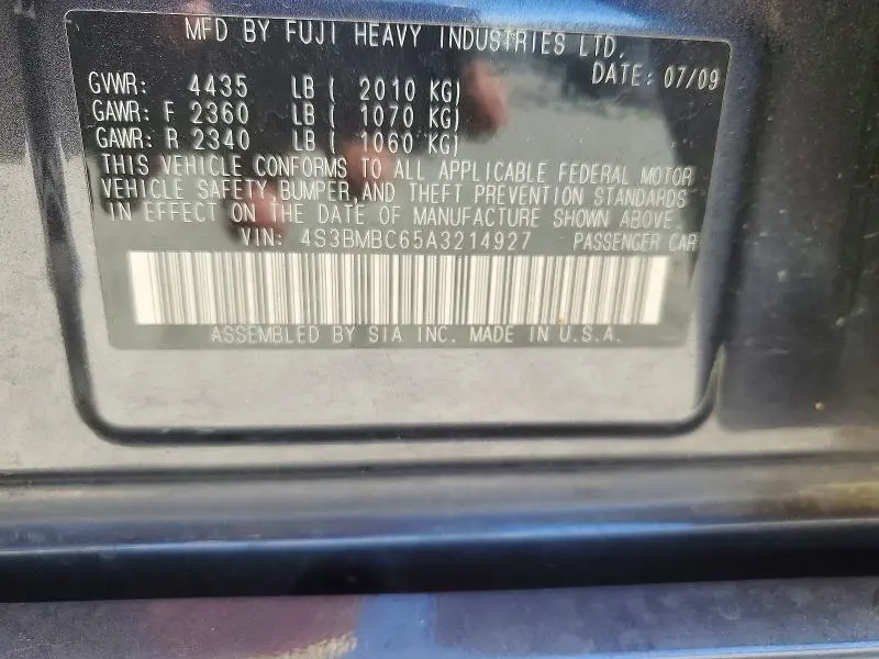 2010 SUBARU LEGACY 2.5I PREMIUM  