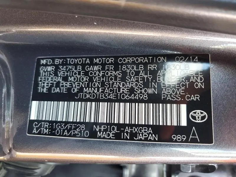 2014 TOYOTA PRIUS C THREE  