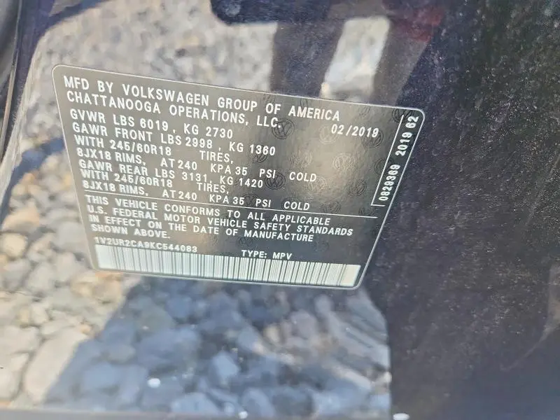 2019 VOLKSWAGEN ATLAS SE  