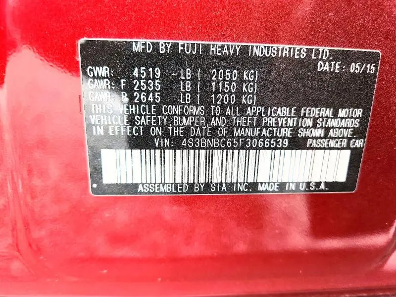 2015 SUBARU LEGACY 2.5I PREMIUM  