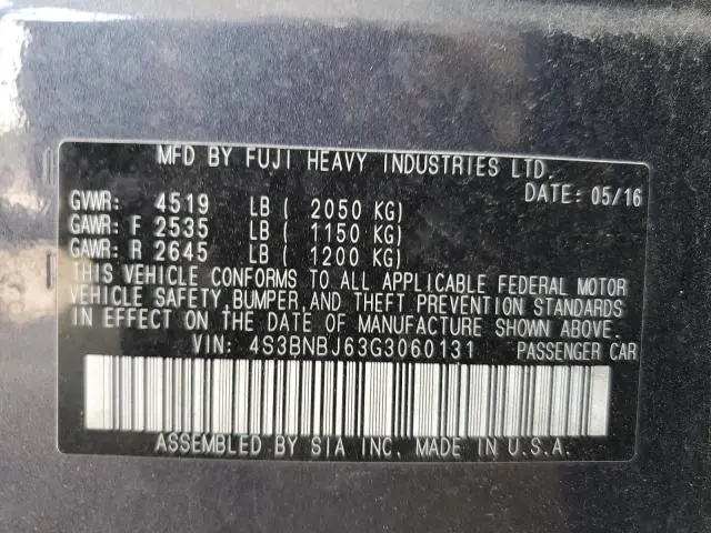 2016 SUBARU LEGACY 2.5I LIMITED  