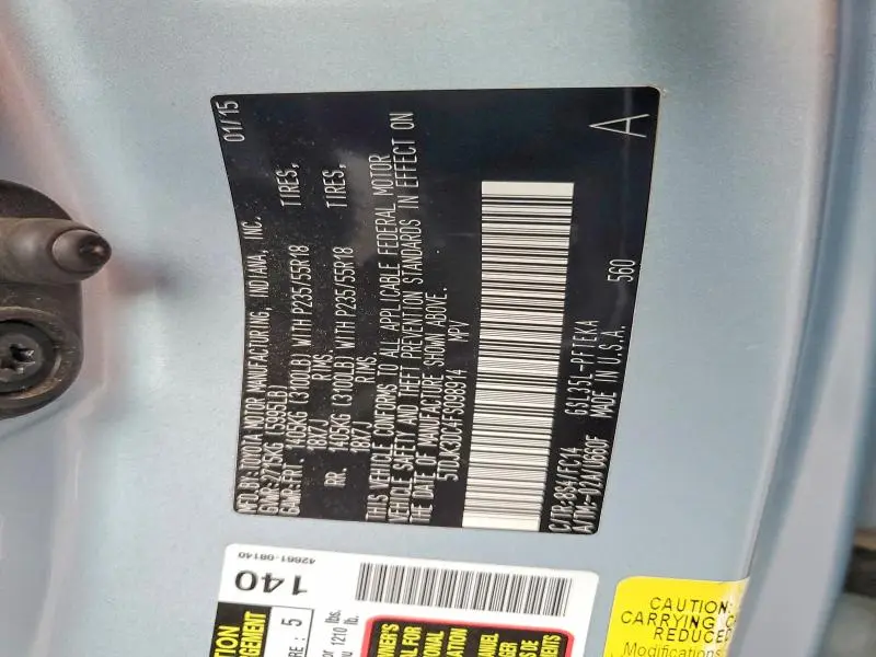 2015 TOYOTA SIENNA LE 7-PASSENGER  