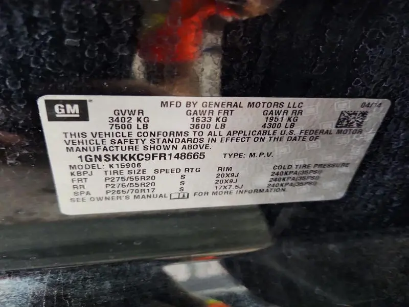 2015 CHEVROLET SUBURBAN K1500 LTZ  