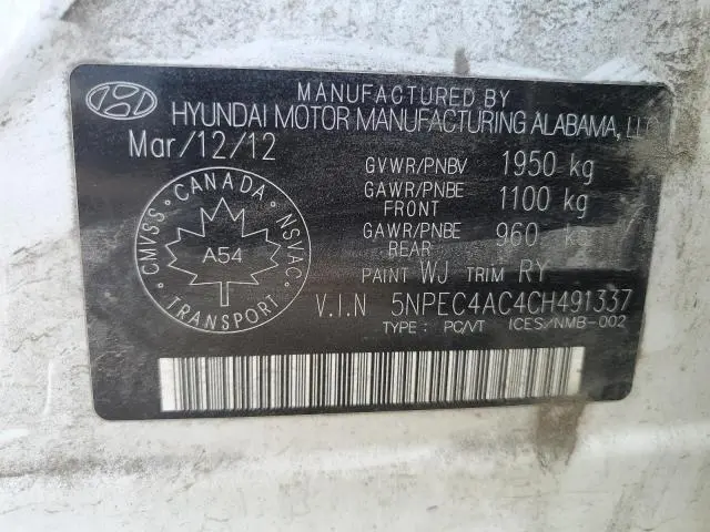 2012 HYUNDAI SONATA SE  
